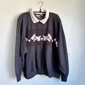 Vintage Women’s Collared Scottie Dog‎ Black Sweatshirt 80’s 90’s Prairie Cottage